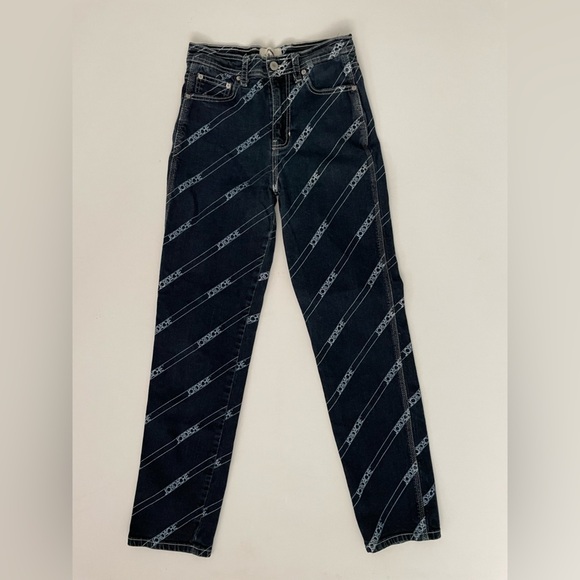 Jordache RINSE DIAGONAL LOGO PRINT VINTAGE CROP 26 straight leg fitted high rise - Picture 2 of 11